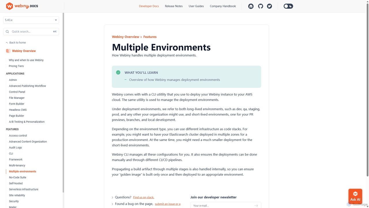 Multiple Environments | Features | Webiny Overview | Webiny Docs for Webiny