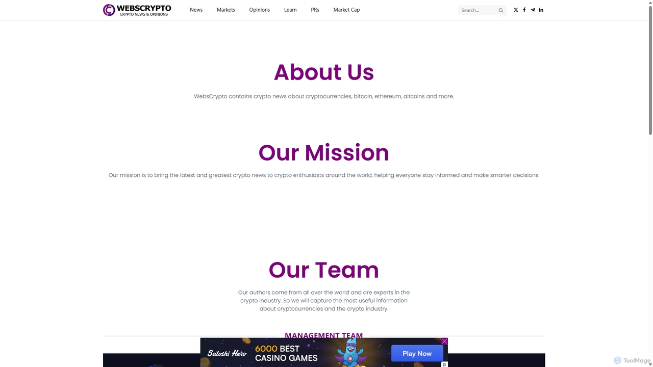 About Us for WebsCrypto