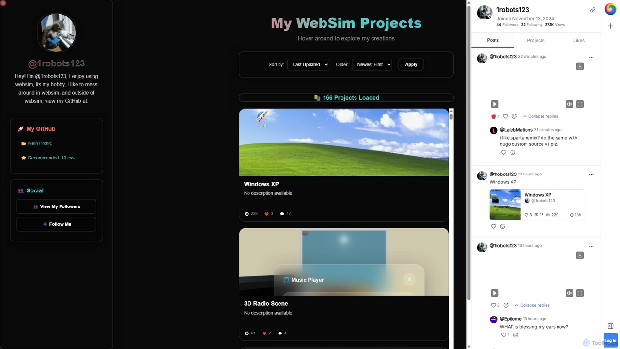 @1robots123's Profile – websim.com for Websim