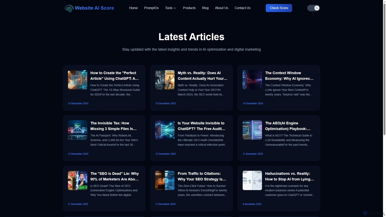 AEO & Generative AI Insights | Website AI Score for Website AI Score
