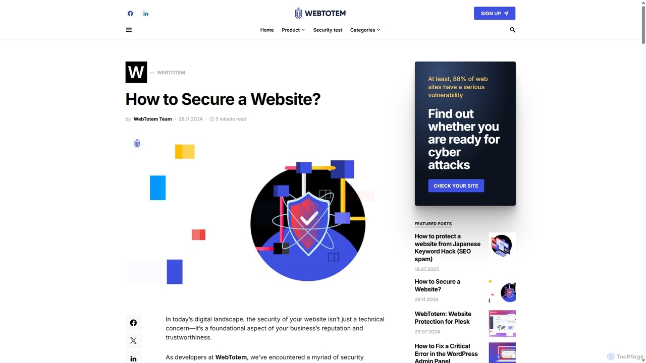 How to Secure a Website? - WebTotem for WebTotem