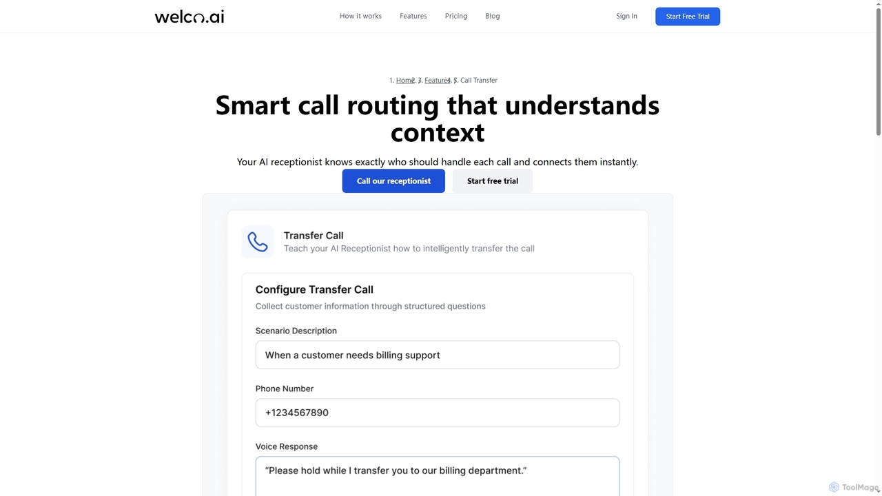 Live Call Transfer & Routing | Welco AI Receptionist for Welco