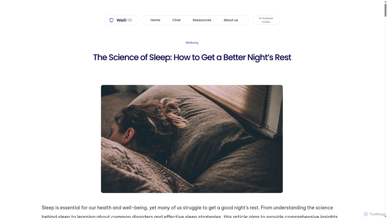 The Science of Sleep: How to Get a Better Night’s Rest - Hirebase | AI-powered Startup Website Template Made In Framer for WellHR