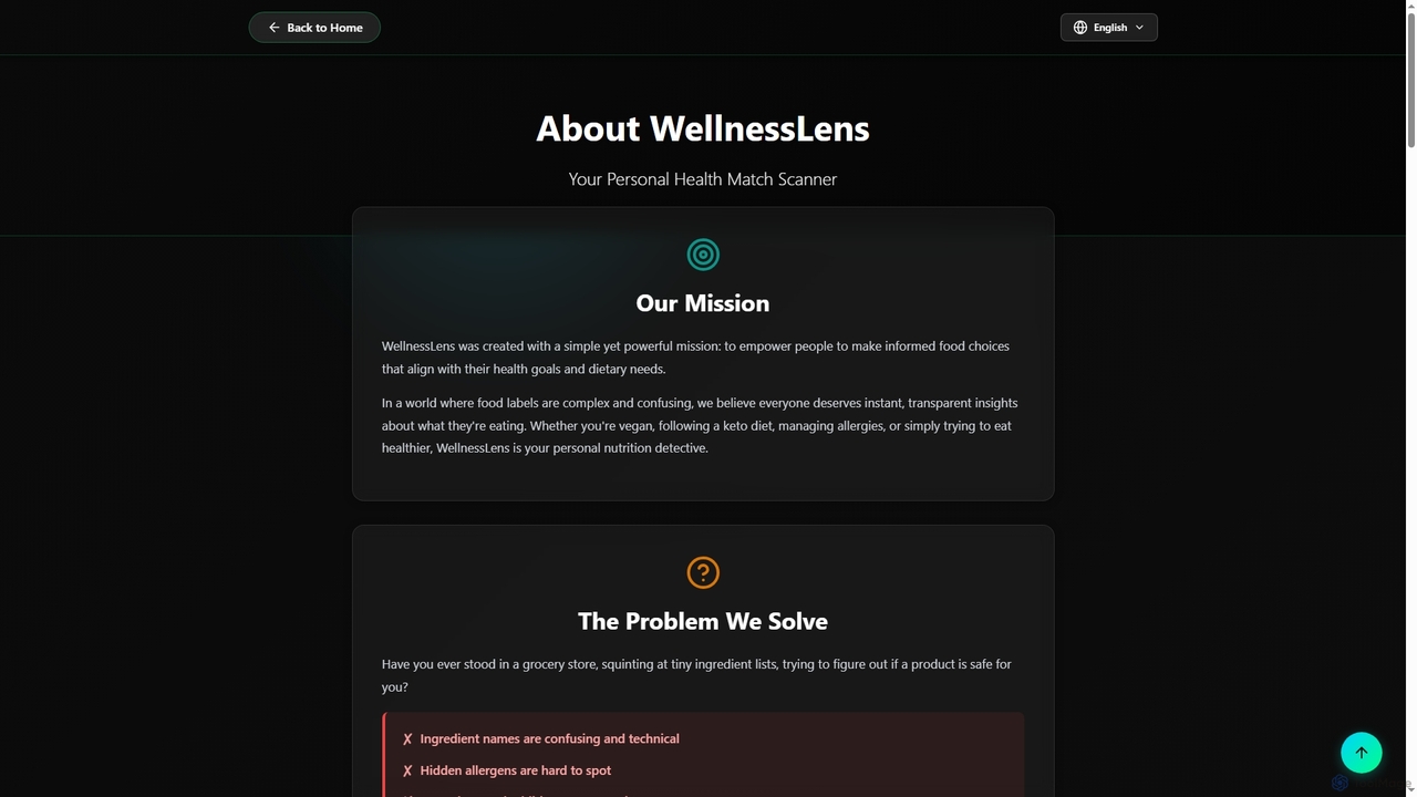 About WellnessLens - AI-Powered Food Analysis for Better Health for WellnessLens