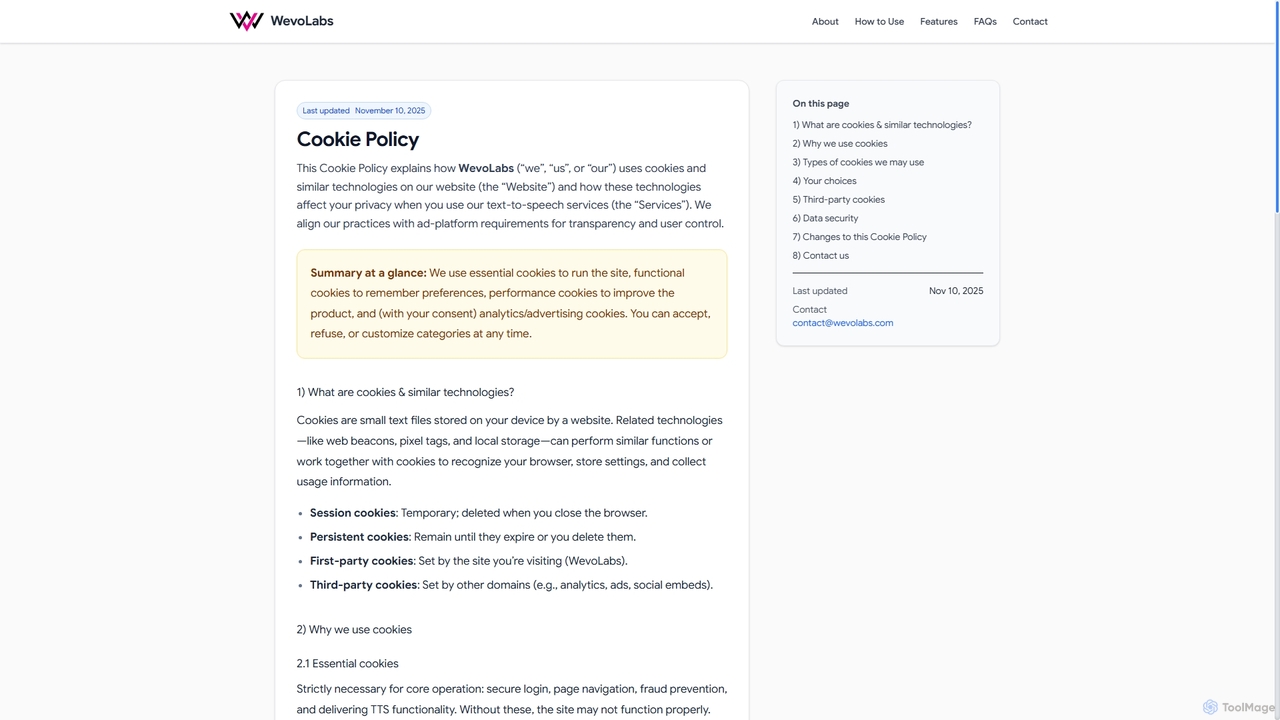 Cookie Policy — WevoLabs for WevoLabs