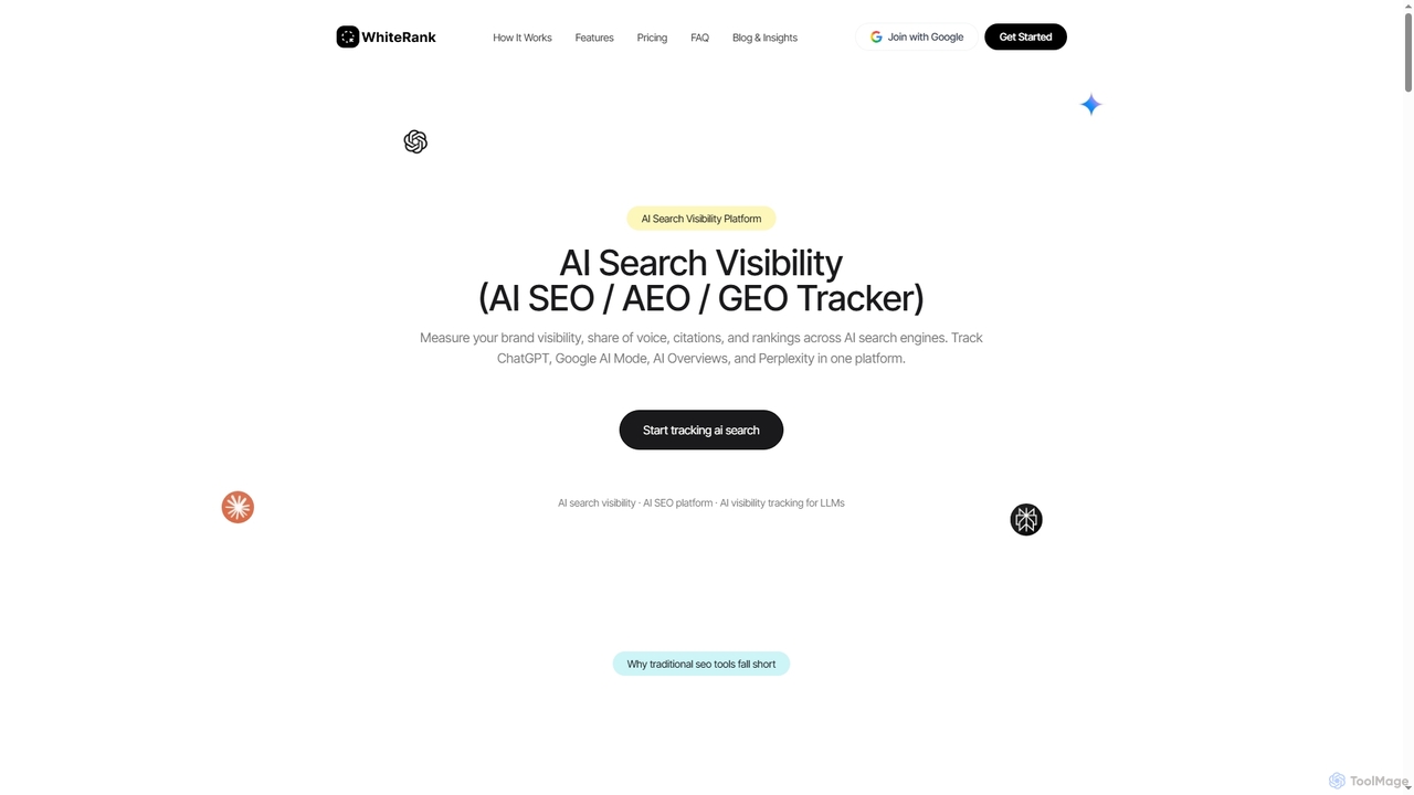 WhiteRank - AI Search Visibility (AI SEO / AEO / GEO Tracker) | Track ChatGPT, Gemini, Claude & Perplexity for WhiteRank