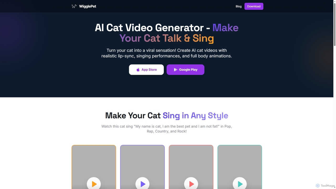 AI Cat Video Generator | Make Your Cat Talk & Sing with AI for WigglePet