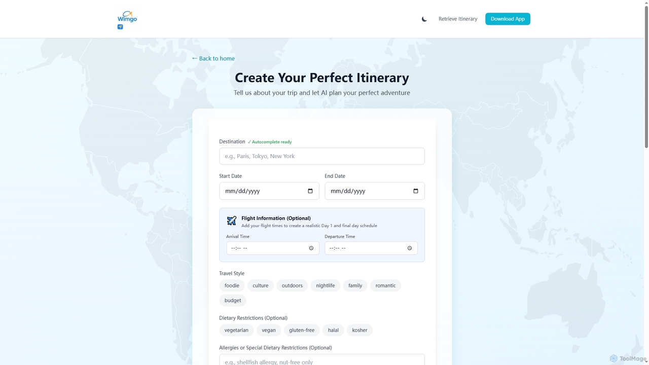 Create Your Trip - AI Itinerary Generator | Wimgo for Wimgo