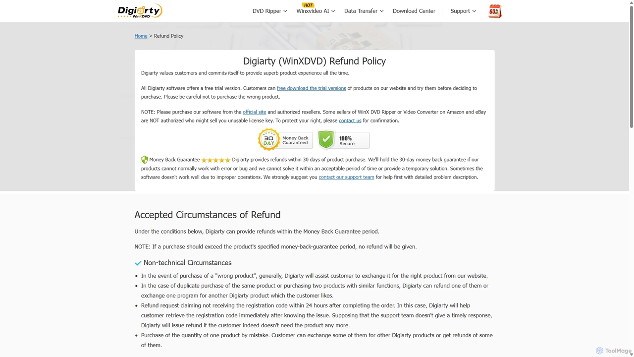 WinXDVD Software Refund Policy | Digiarty for WinXDVD