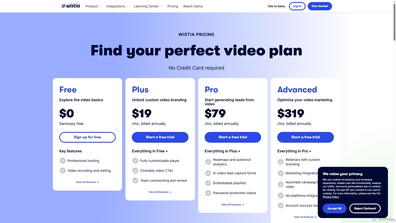 Find your perfect video plan | Wistia for Wistia