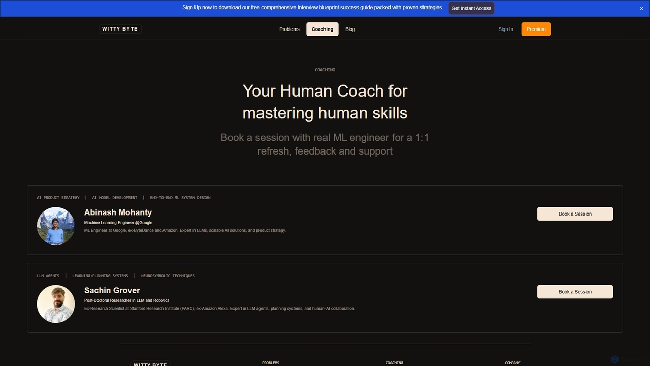 Elite 1-on-1 ML Coaching with Experts | WittyByte for WittyByte