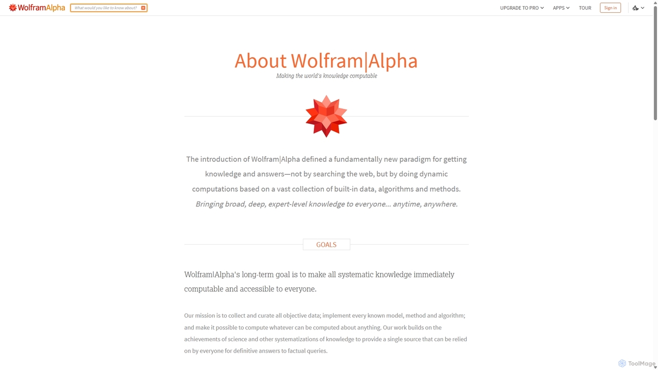 About Wolfram|Alpha: Making the World's Knowledge Computable for Wolfram|Alpha