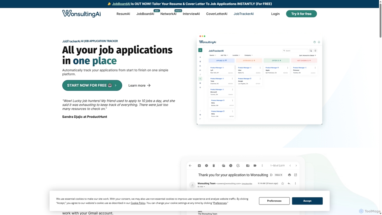 WonsultingAI - JobtrackerAI - AI Job Application Tracker for WonsultingAI