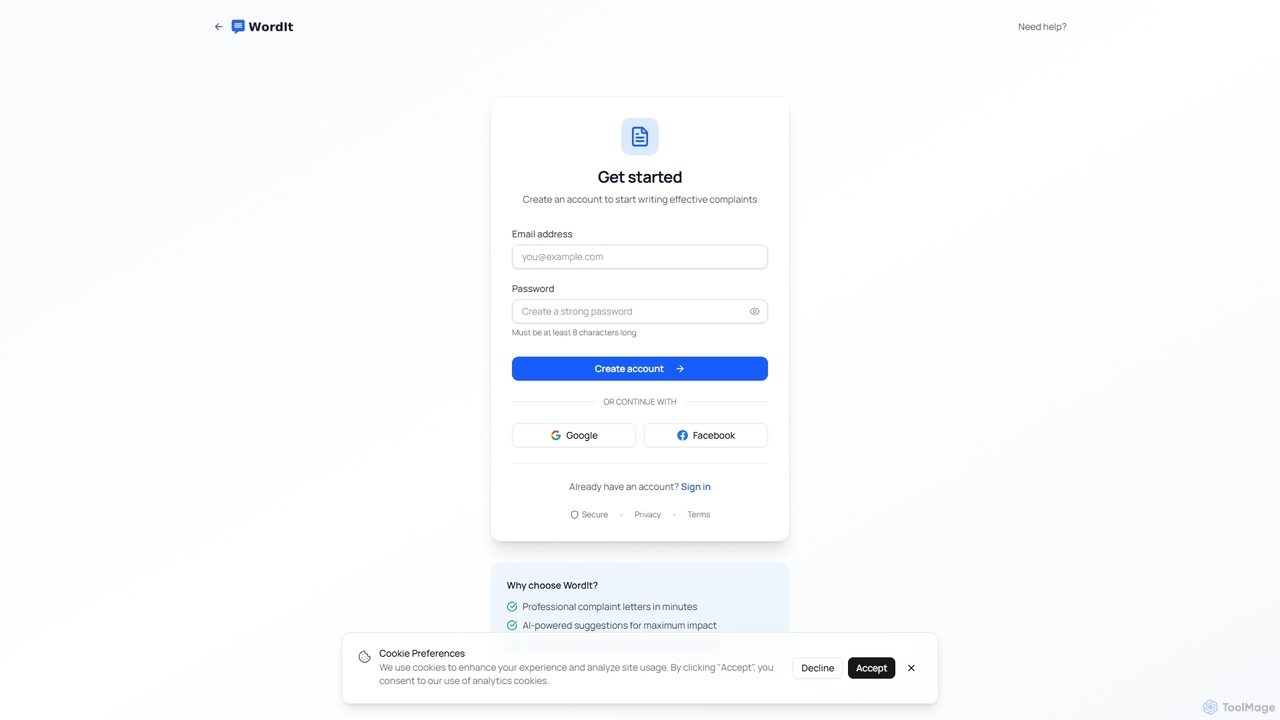 WordIt - AI-Powered Complaint Letter Generator | Get Results Fast for WordIt