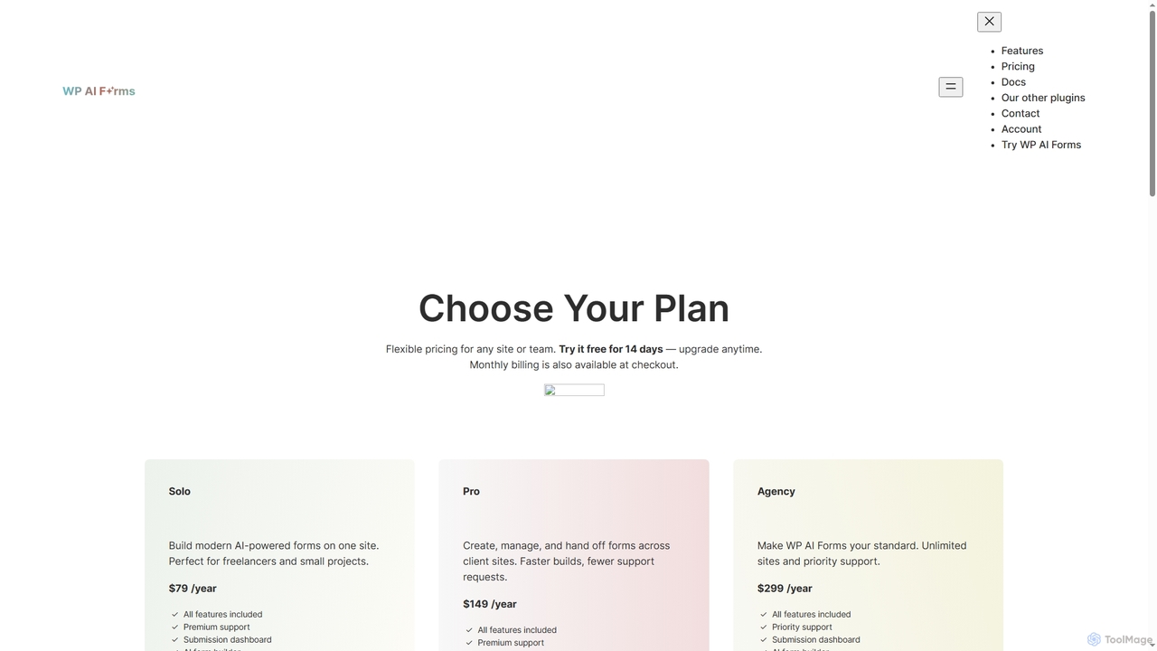 WP AI Forms – Pricing Plans & Options for WP AI Forms