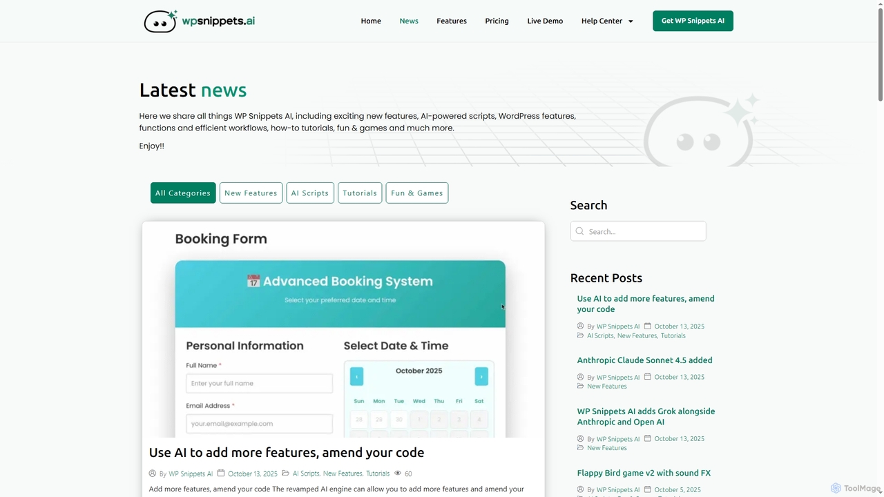 Latest News - WP Snippets AI for WP Snippets AI