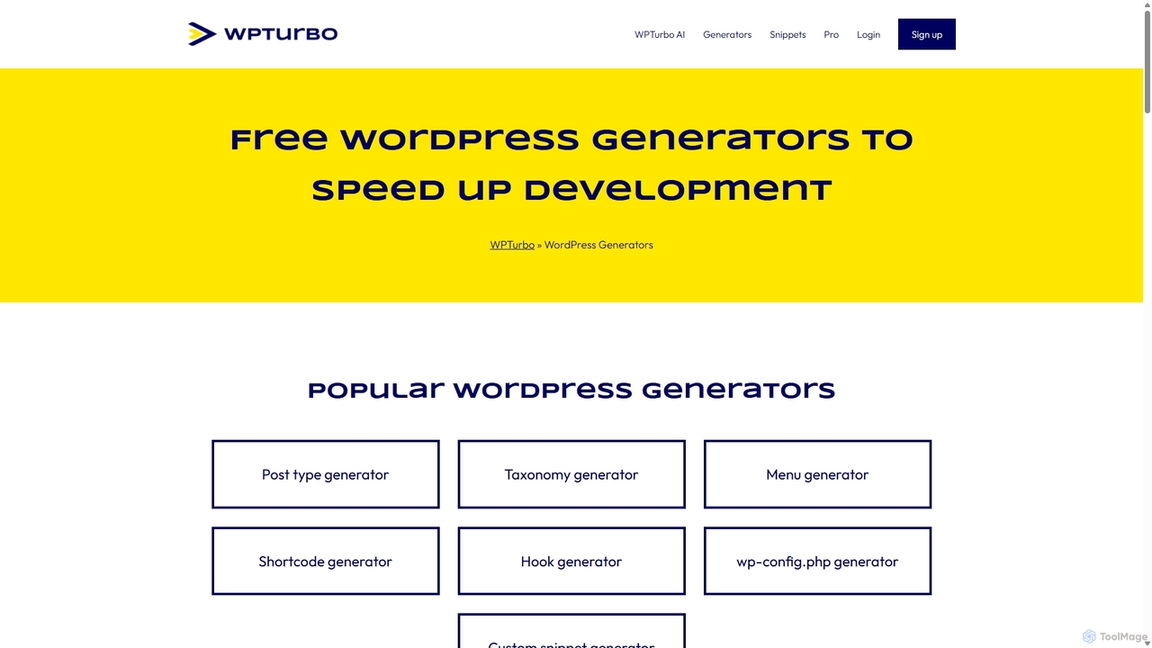 40+ Free WordPress Generators to speed up development 🔥 for WPTurbo