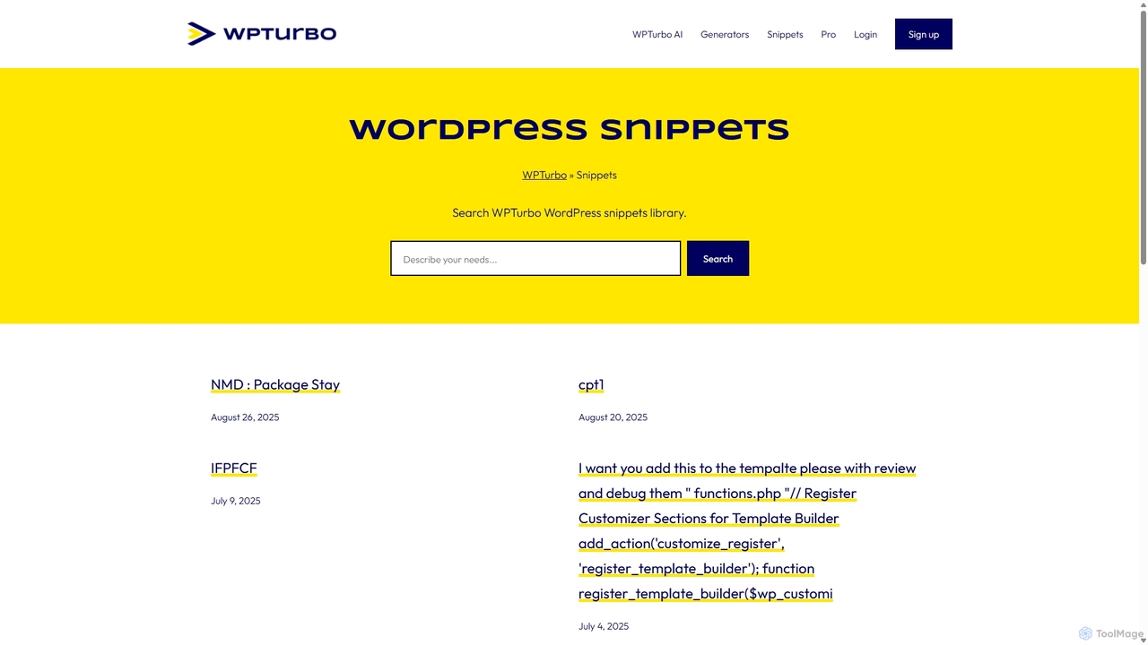 WordPress Snippets - WPTurbo for WPTurbo