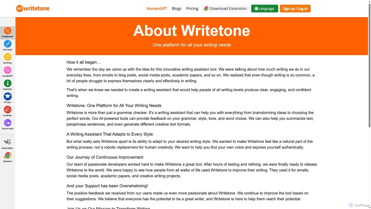 Writetone - Write Naturally | AI Powered for the Right Tone | About Us for Writetone