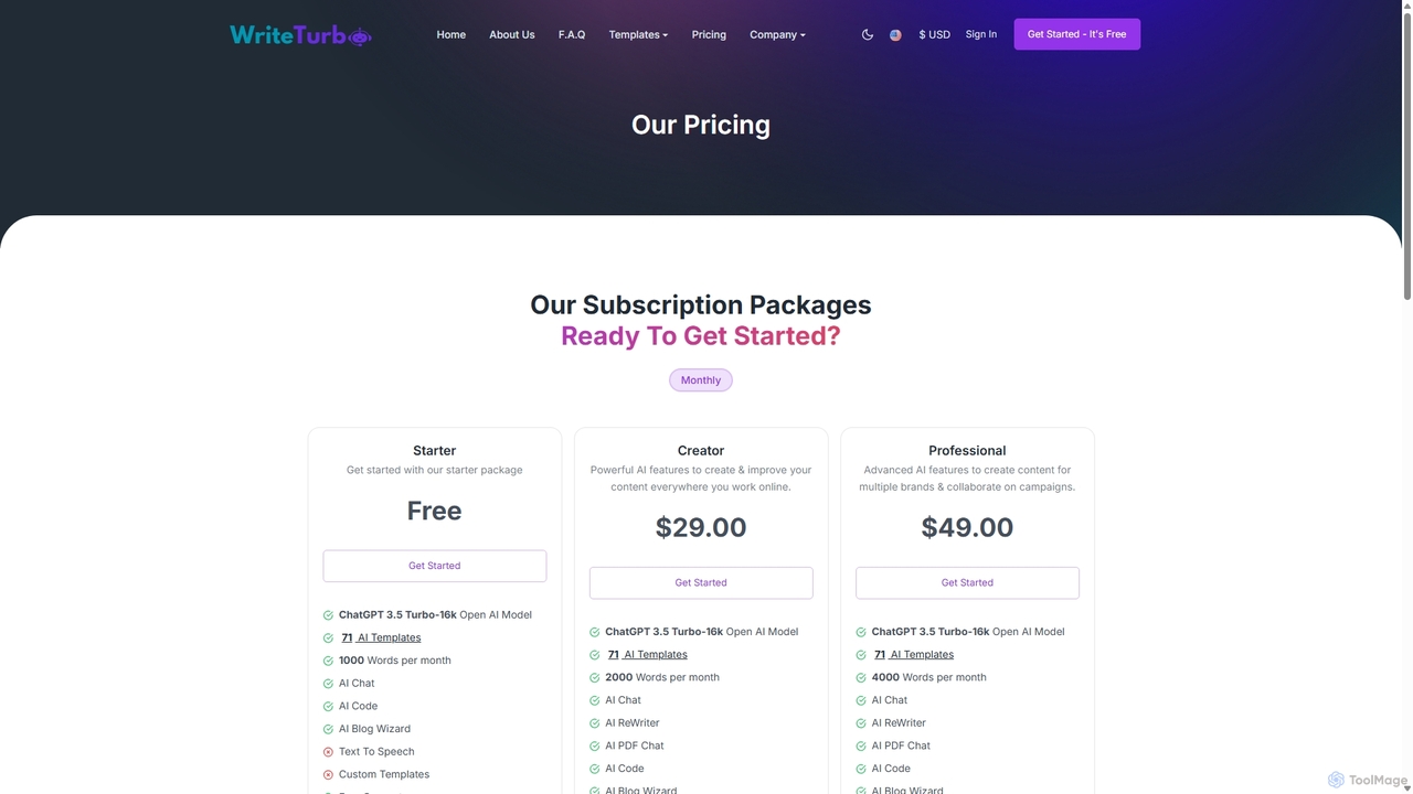 Pricing : WriteTurbo for WriteTurbo