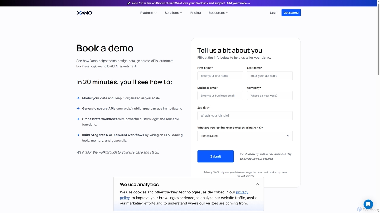 Schedule a Demo | Xano for Xano