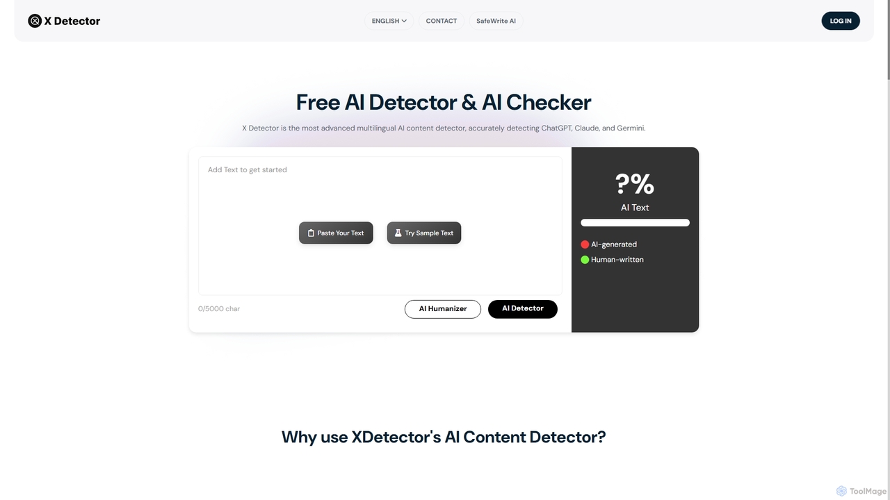 Free AI Detector & AI Checker for ChatGPT, Claude & Gemini for Xdetector