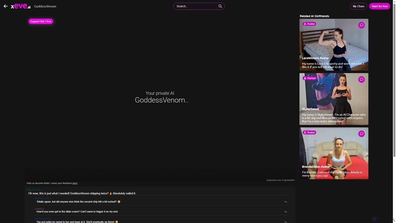 GoddessVenom — AI Girlfriend Video Chat | xeve.ai for Xeve