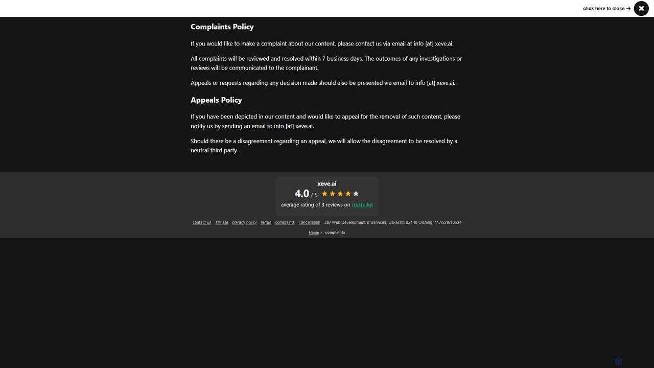 Complaints Policy - xeve.ai for Xeve