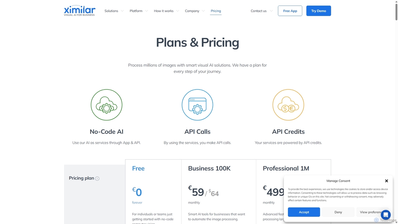 Plans & Pricing - Ximilar: Visual AI for Business for Ximilar