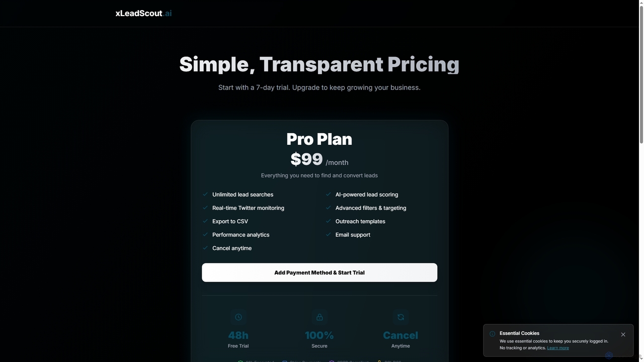 Pricing Plans - AI Lead Generation Software | xLeadScout.ai for xLeadScout