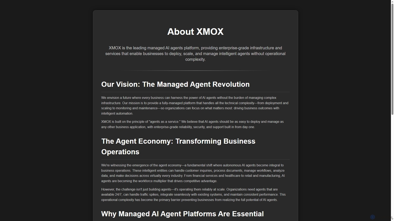 XMOX - About Us for XMOX