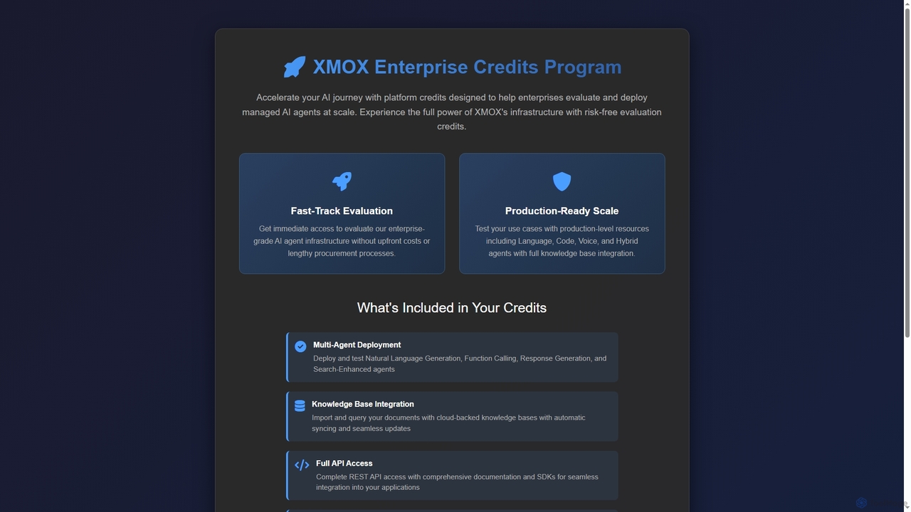 XMOX Enterprise Credits Program for XMOX