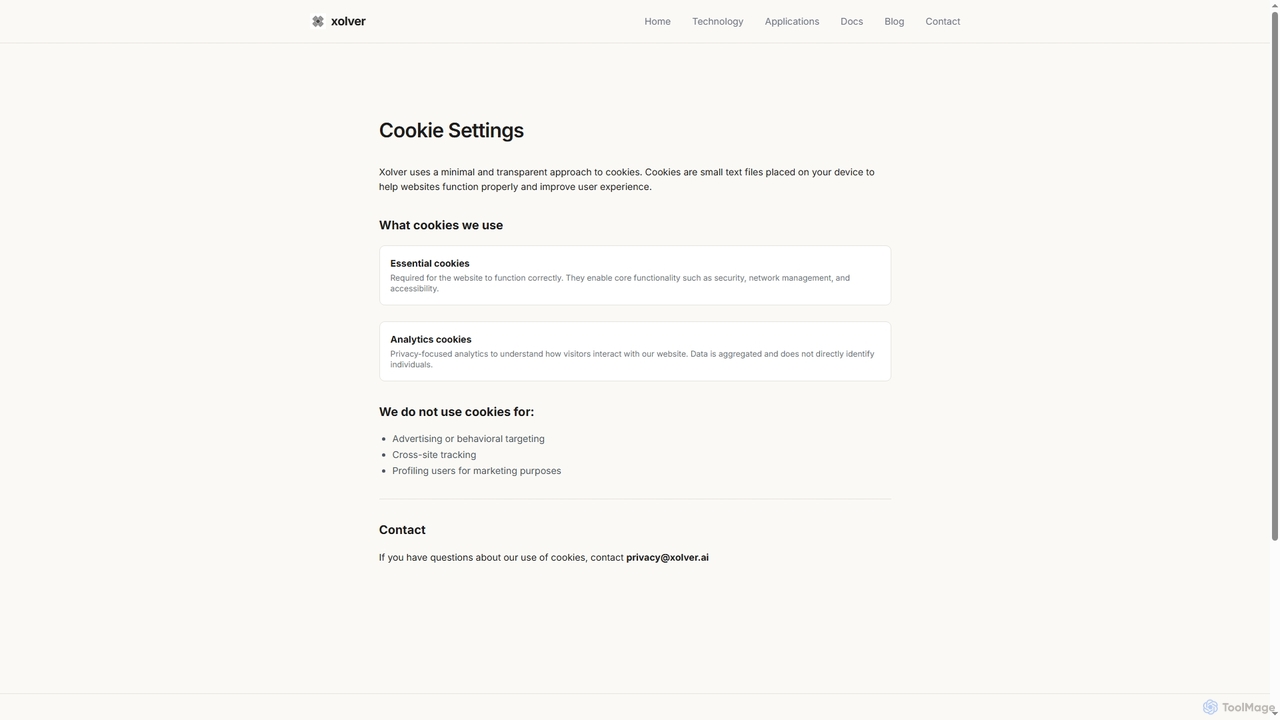 Cookies Settings | Xolver for Xolver