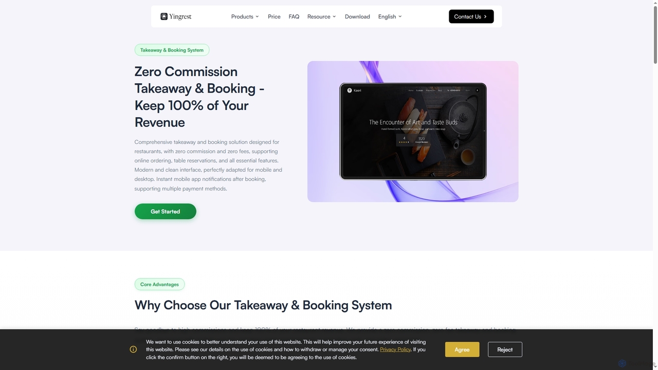 Takeaway & Booking System - Zero Commission - Yingrest for Yingrest