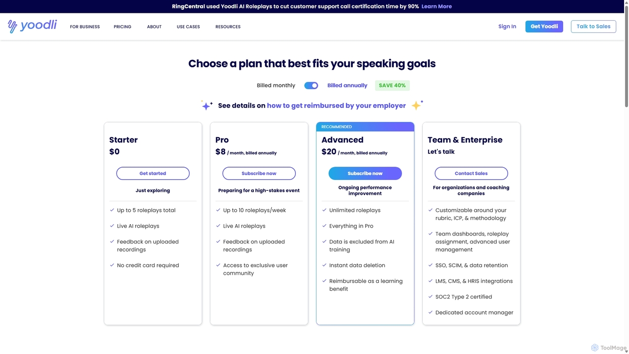 Pricing | Yoodli for Yoodli