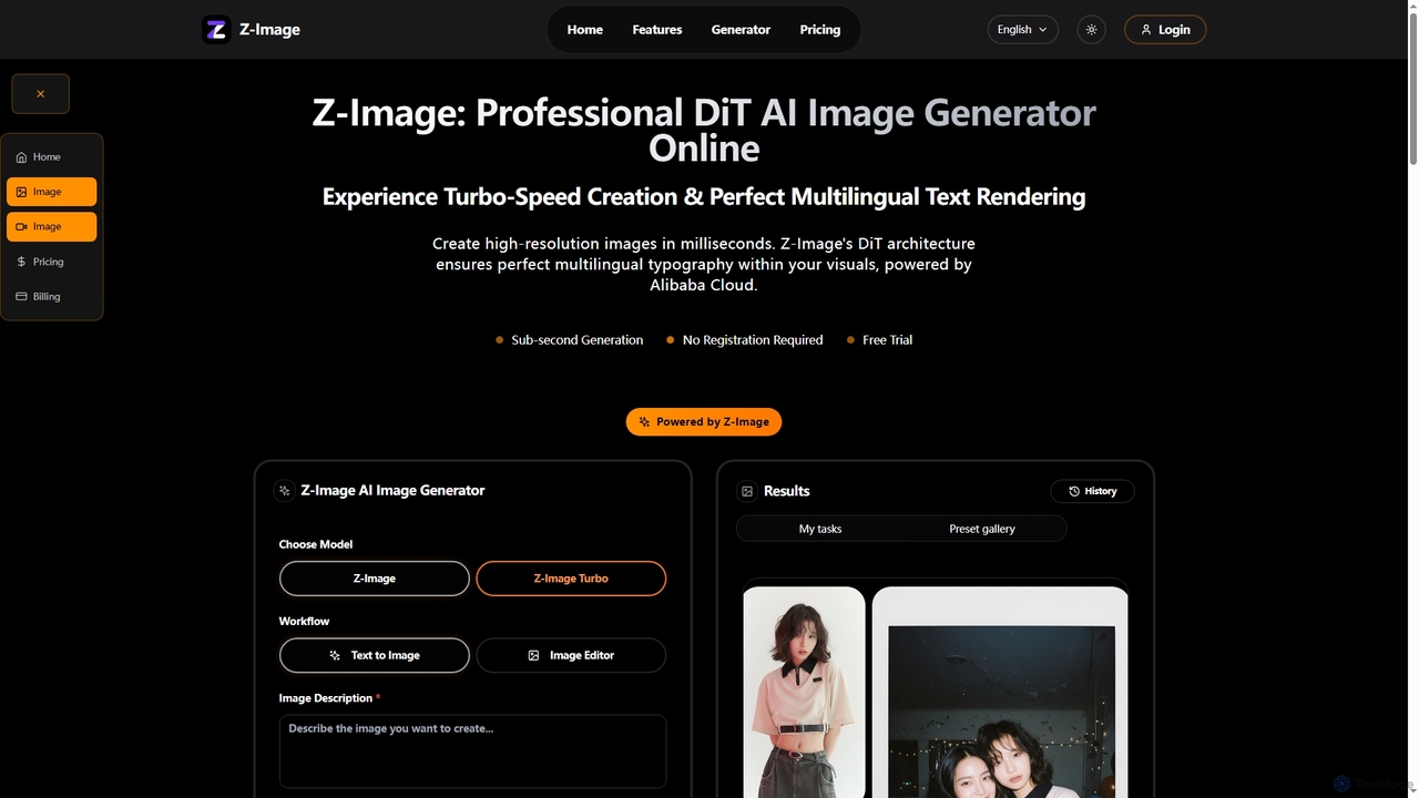 Z-Image Generator | Turbo DiT AI Generation Online for Z-Image