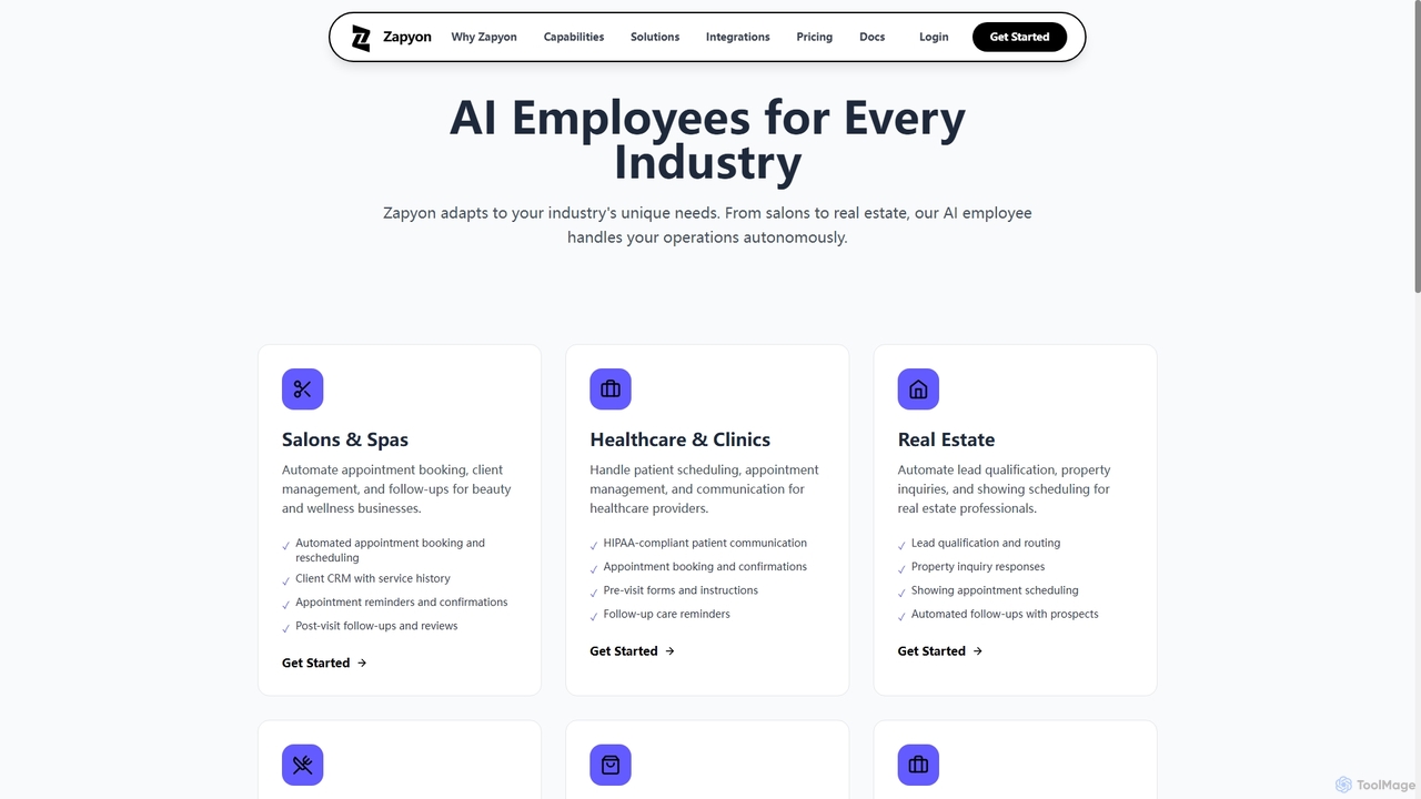 Industry Solutions - AI Employees for Every Business | Zapyon for Zapyon