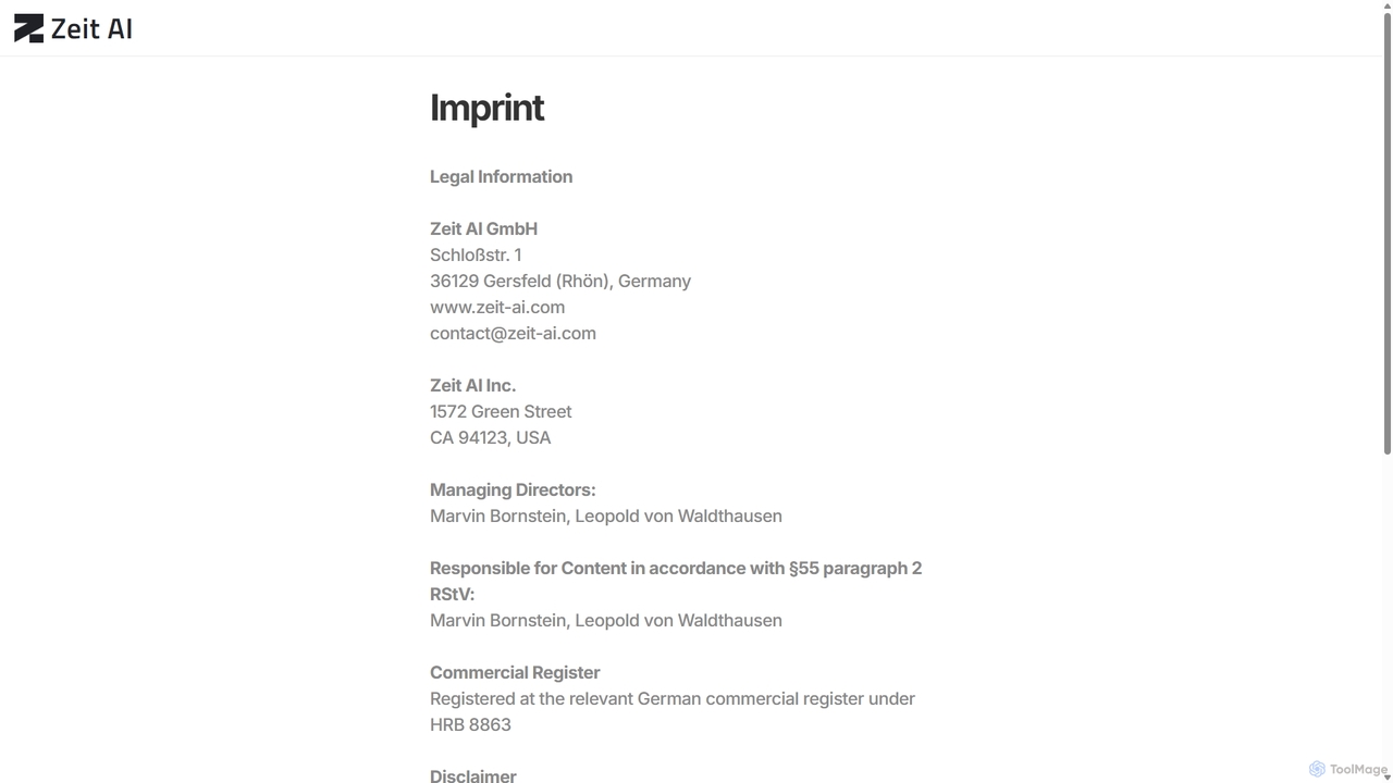 Zeit AI Imprint for Zeit AI