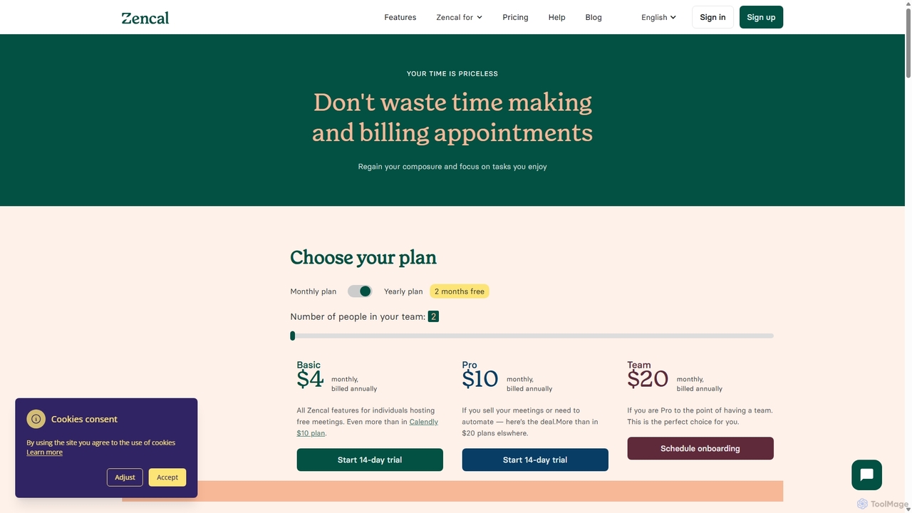Affordable Scheduling Plans for Professionals | Zencal Pricing for Zencal