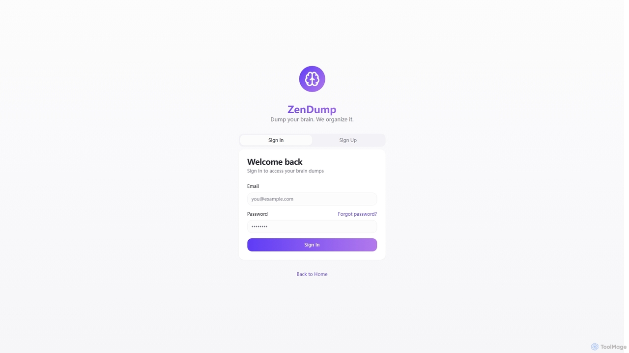 ZenDump - AI-Powered Brain Dump & Task Manager | Capture & Organize in Seconds for ZenDump