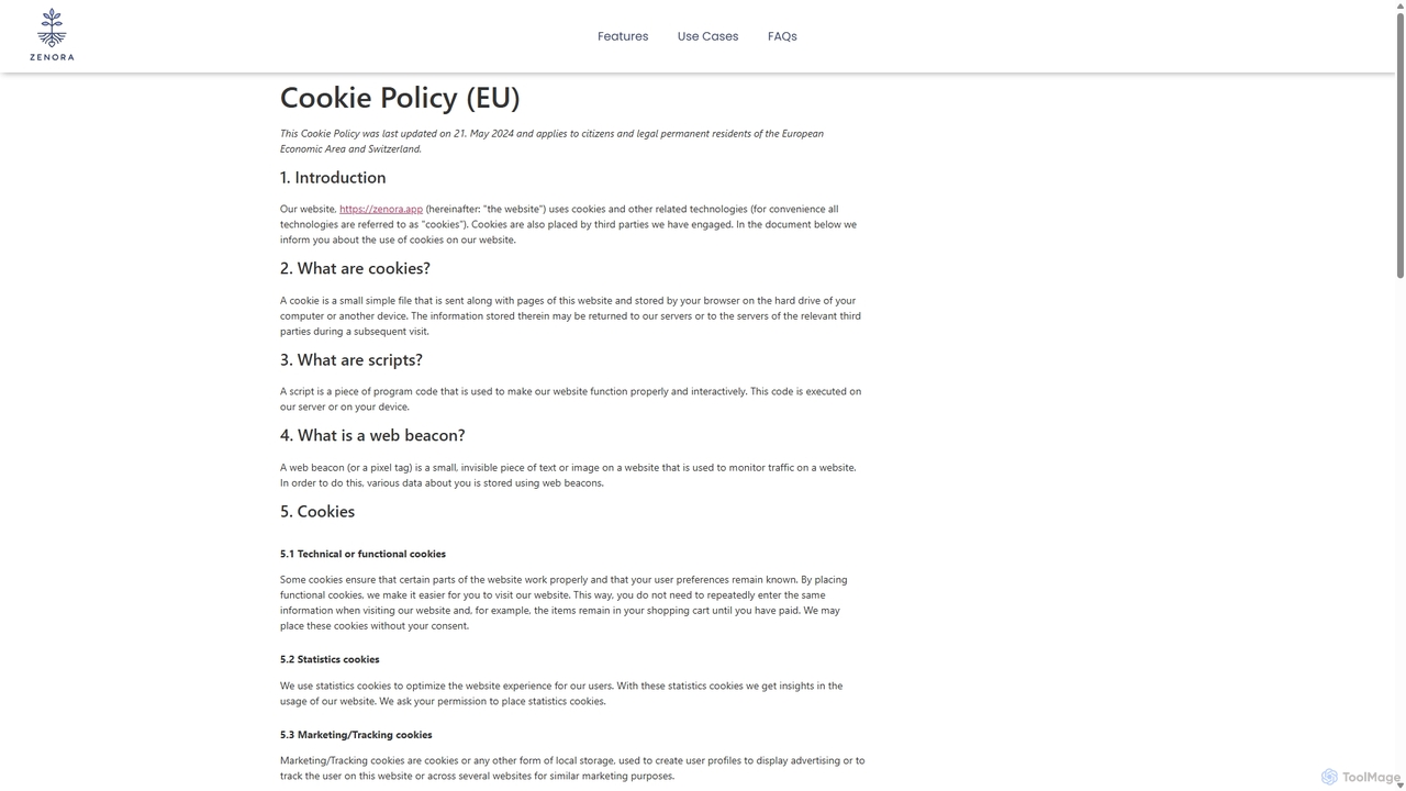 Cookie Policy (EU) - Mental Health AI App | Zenora for Zenora