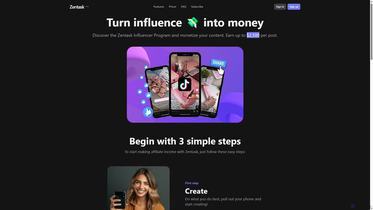 Influencer Program | Turn influence 💸 into money with Zentask.ai for Zentask