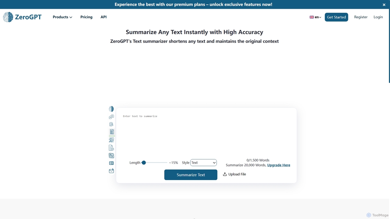 Text Summarizer - ZeroGPT AI summarizing tool for ZeroGPT