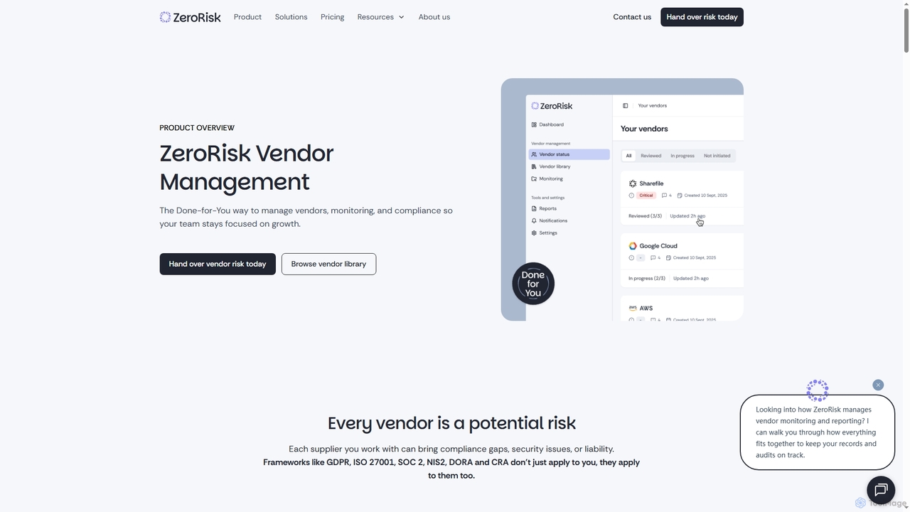 Vendor Risk Management. Done-for-You | ZeroRisk for ZeroRisk