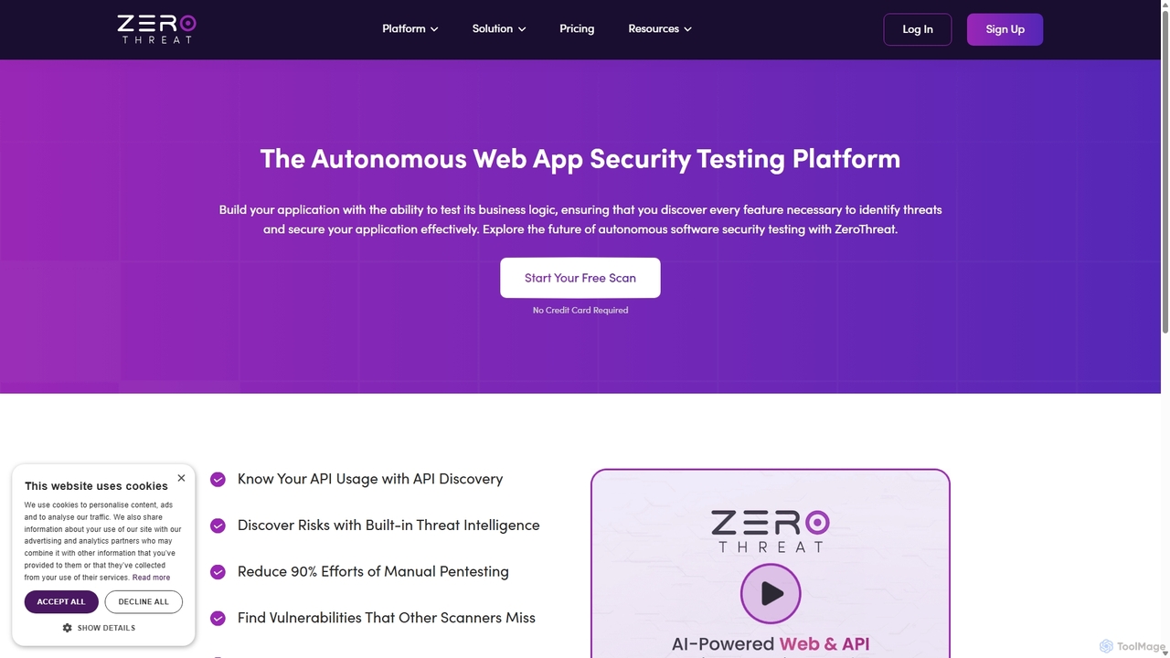 Features of ZeroThreat - Web App & API Security Scanner for Zerothreat