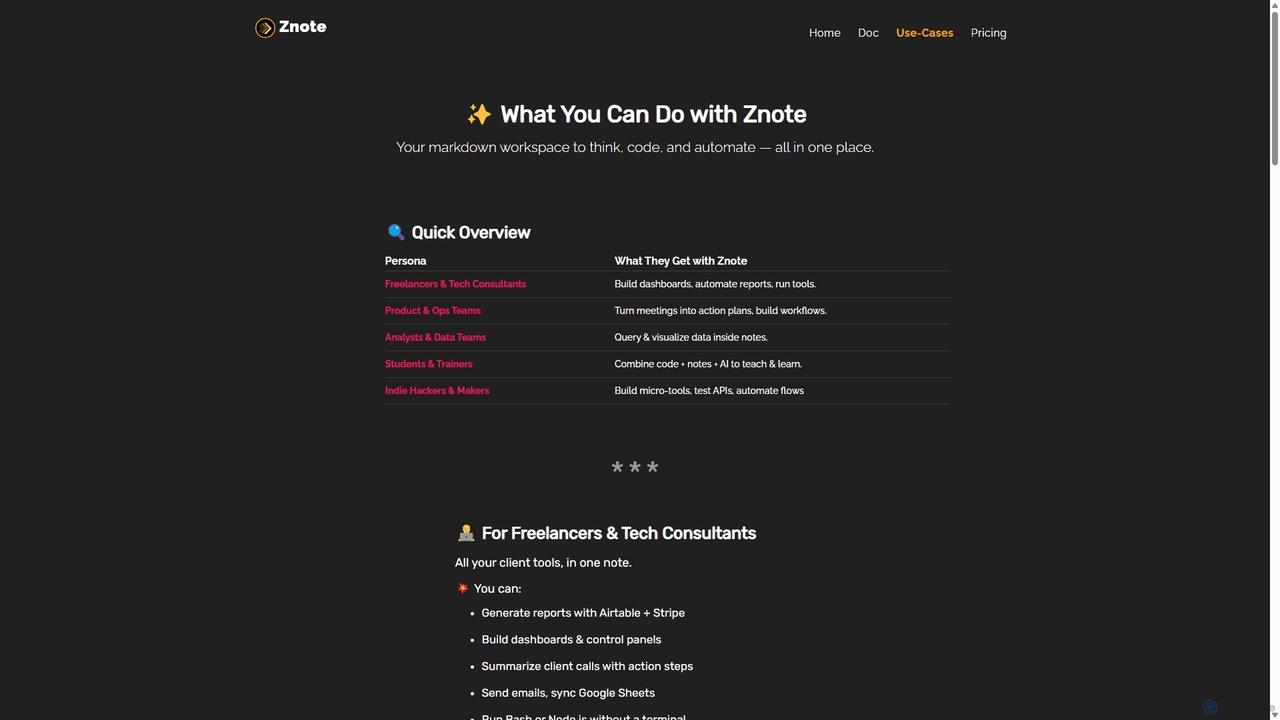 Znote Use-cases – Turn your notes into actions for Znote