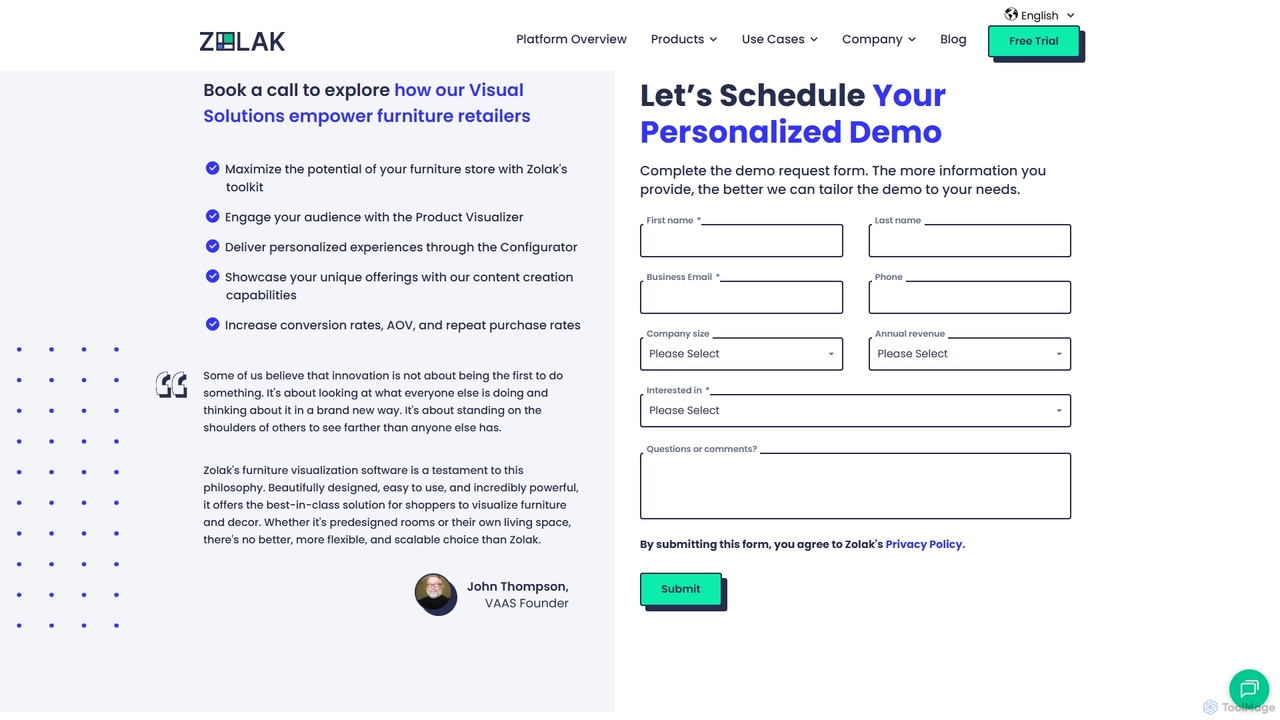 Get a 3D Product Visualization Demo - Zolak for Zolak