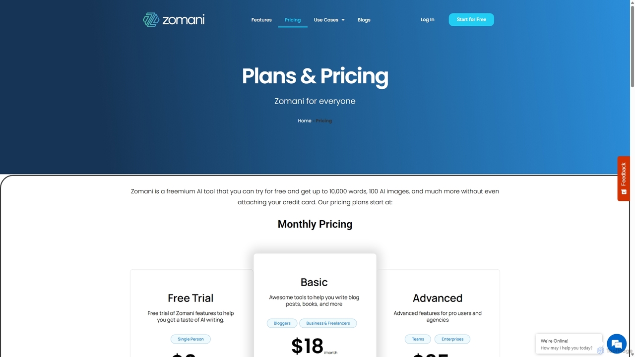 Pricing - Zomani for Zomani
