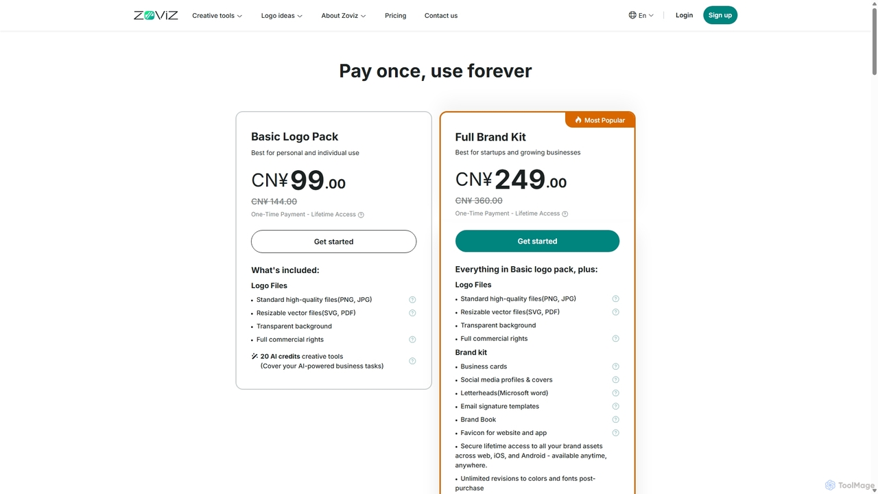 Zoviz pricing - Affordable Branding Packages, Logos & Brand kit for Zoviz