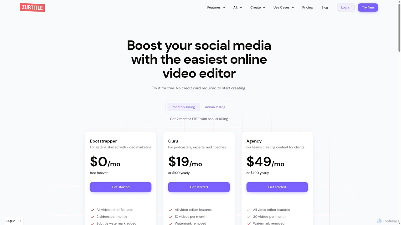 Pricing - Zubtitle for Zubtitle